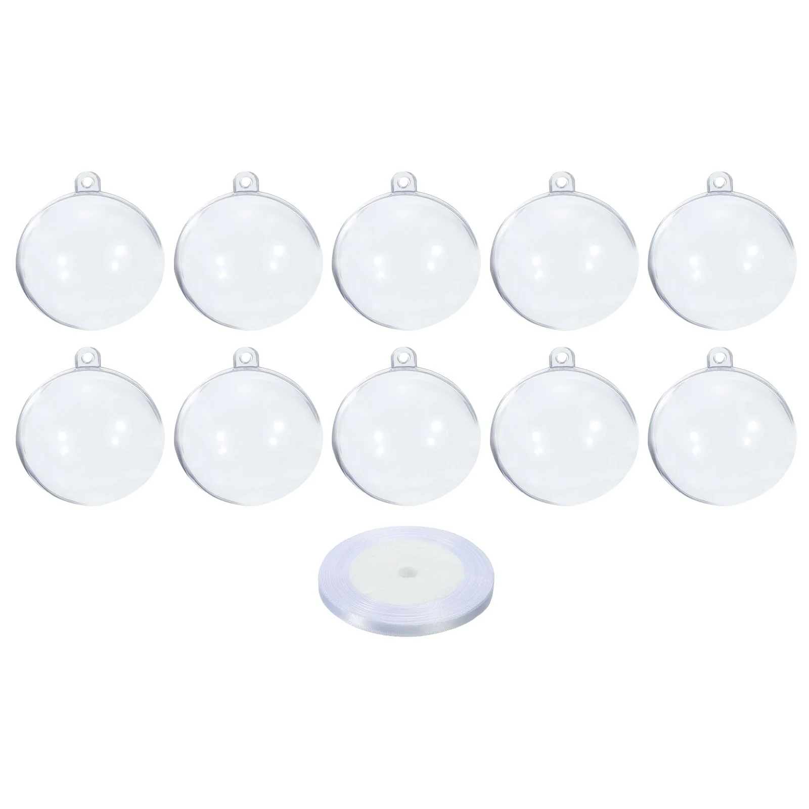 10Pcs Clear Plastic Hanging Ornament Balls with Rope for Decor