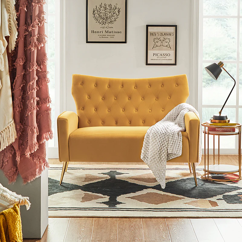 Amira Tufted Velvet Wingback Loveseat