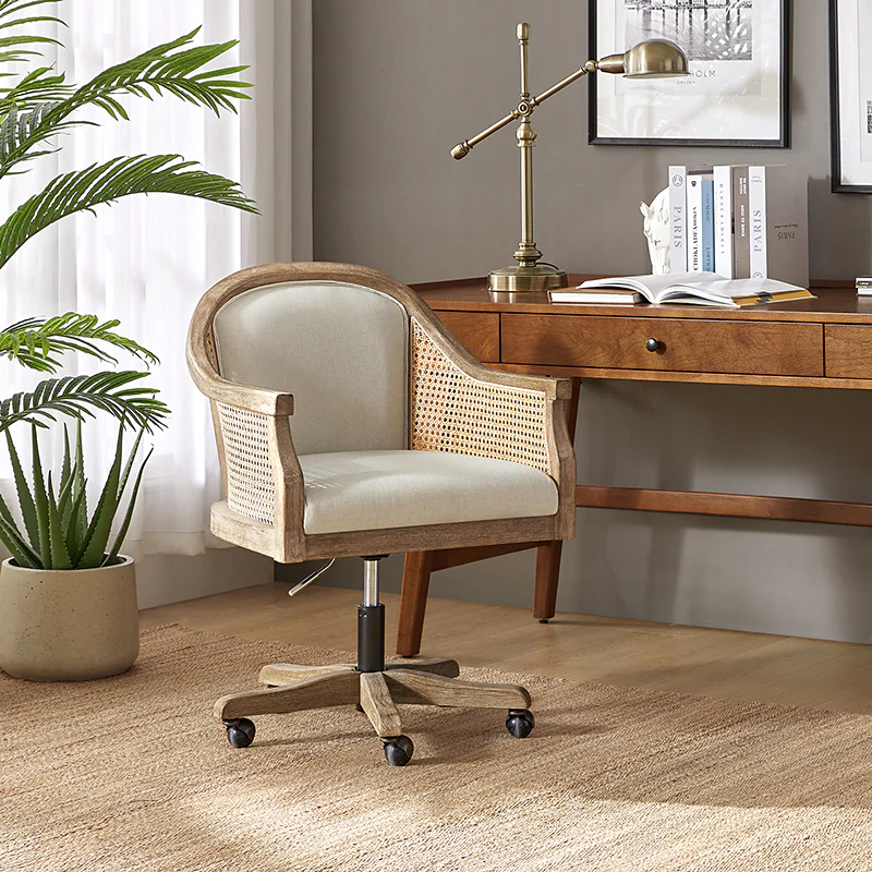 Audrey Task Accent Chair with Rattan Arms