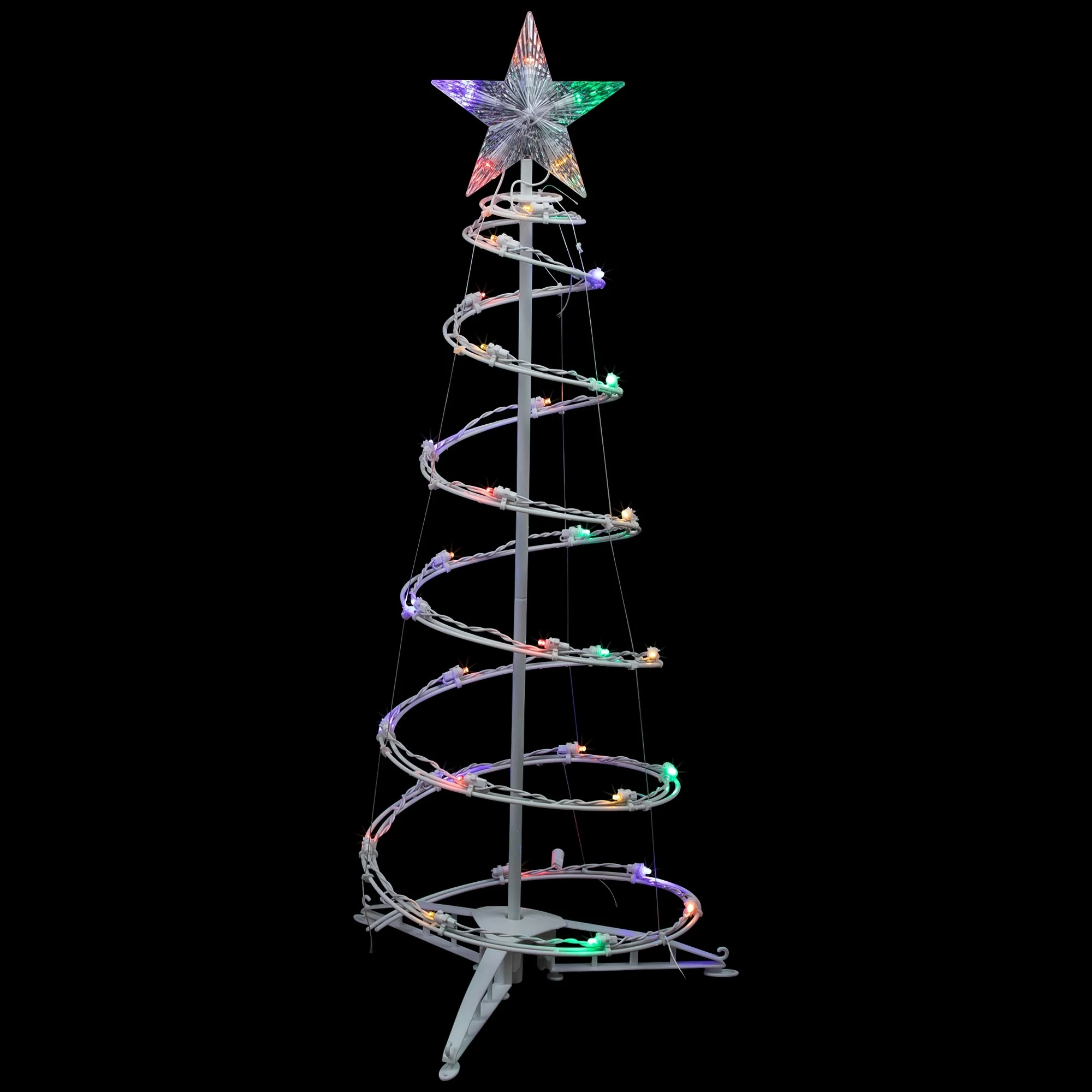 3ft LED Spiral Cone Tree Outdoor Christmas Decoration, Multi Lights - White