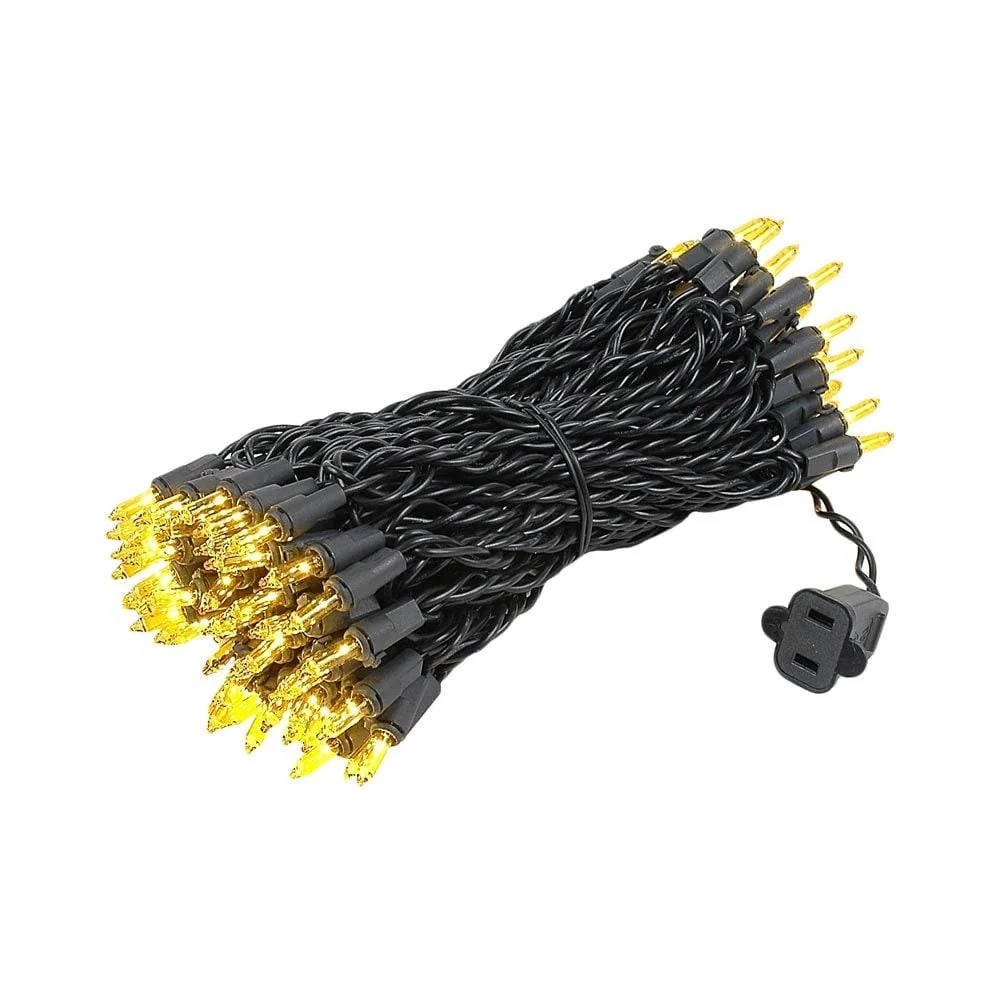 100 Light Christmas Mini Light Set, Black Wire, 50' Long