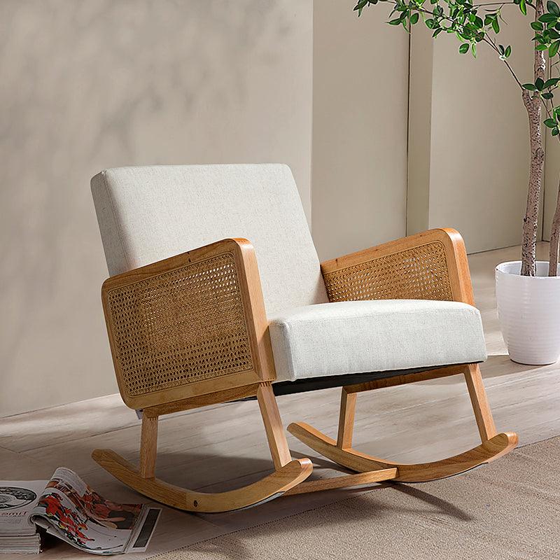 Yamat Velvet Rocking Armchair with Cane Arms