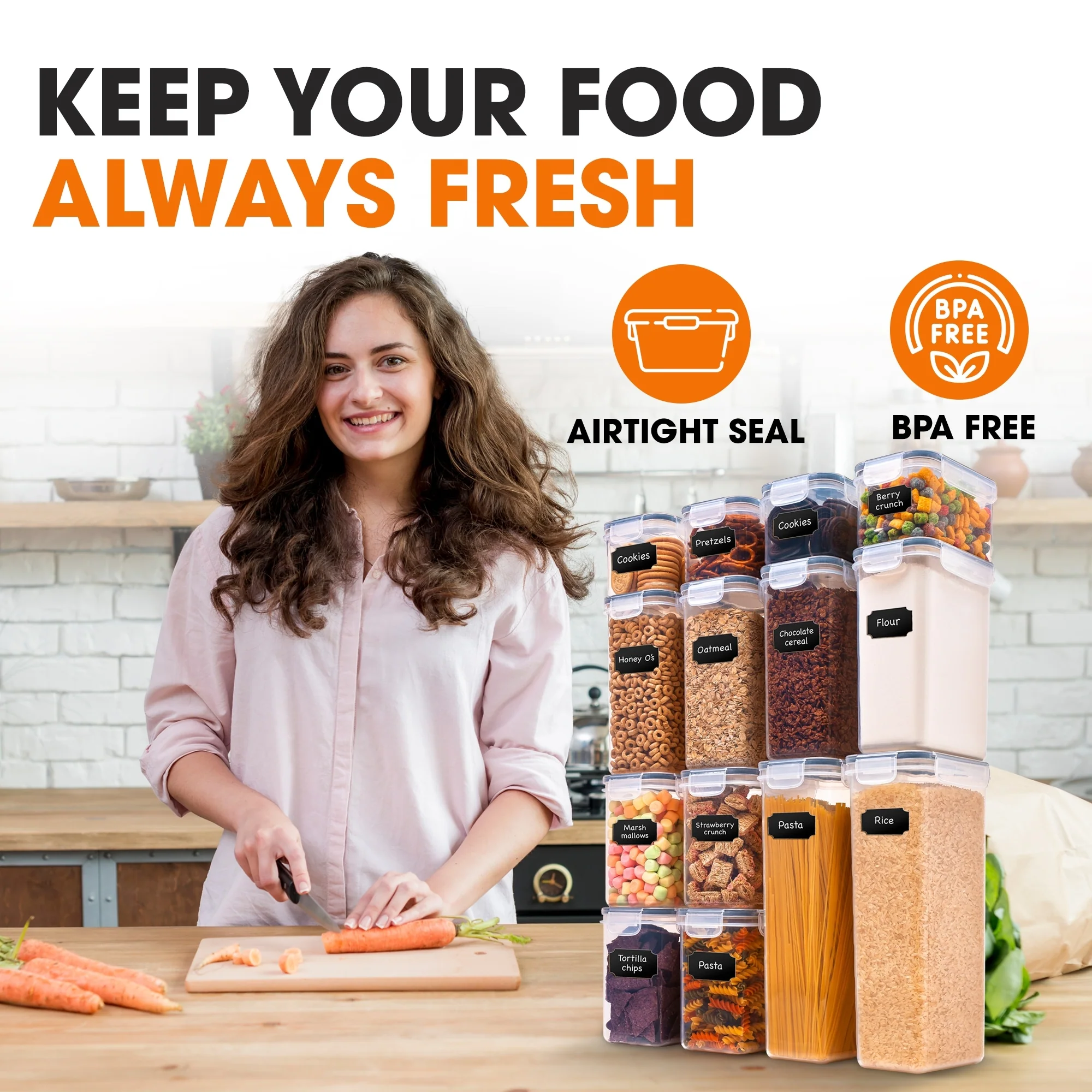 Cheer Collection Set of 14 Airtight Food Storage Containers - Set of 14