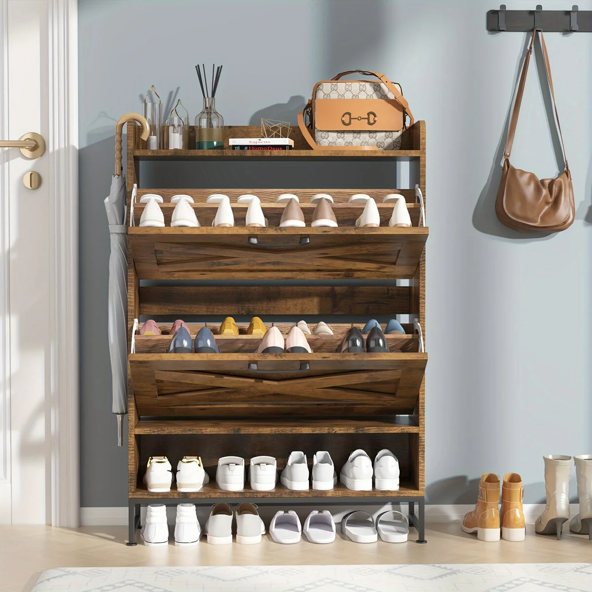 24 Pair Shoe Storage Cabinet