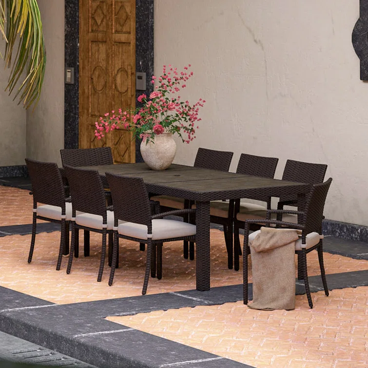 Ehrenfried 8 - Person Rectangular Outdoor Dining Set with Cushions