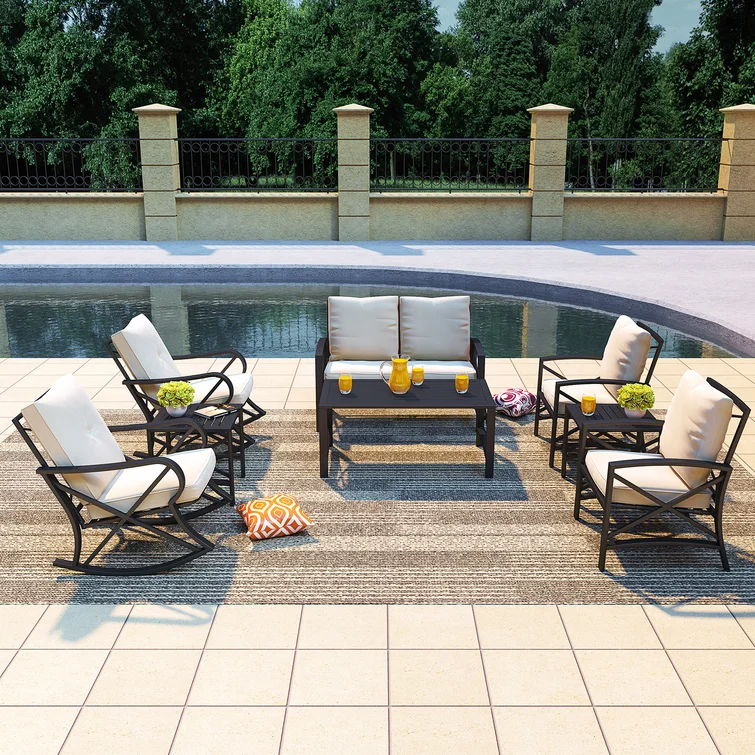 Brionny 6 - Person Outdoor Seating Group with Cushions (Set of 8)