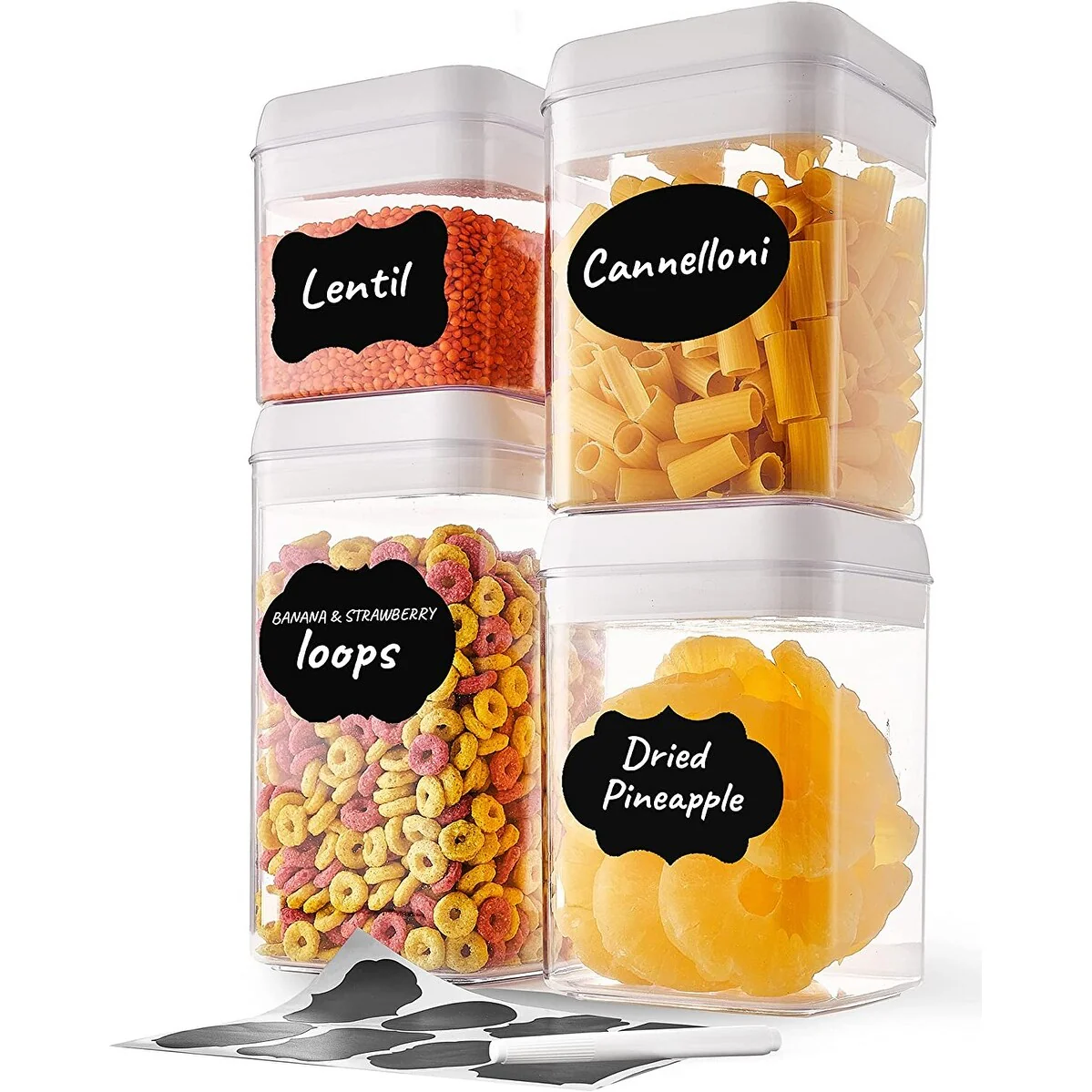4 Pieces Set Air tight Food Storage Containers for Kitchen Pantry Organization