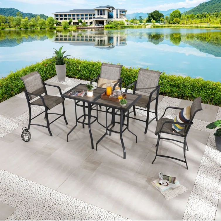Fredricka Square 4 - Person Bar Height Bistro Dining Set