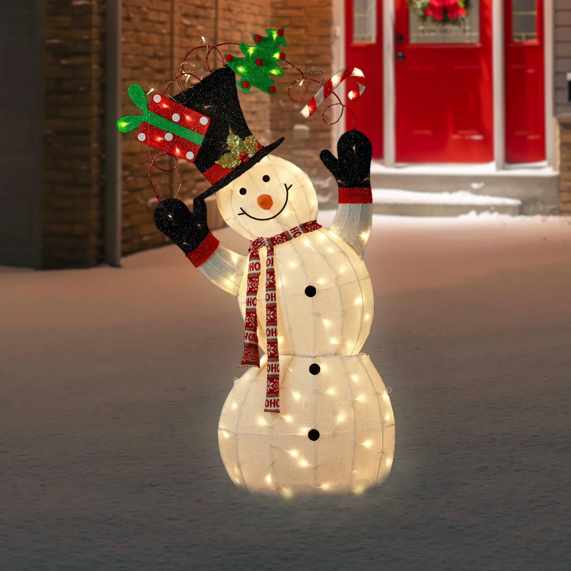 3D Lighted Festive Snowman Outdoor Christmas Decoration - 46
