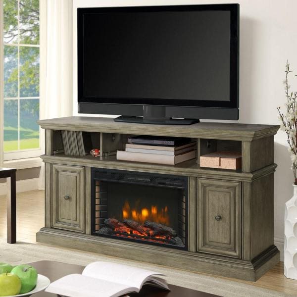 McCrea 58 in. Media Electric Fireplace TV Stand in Dark Weathered Gray