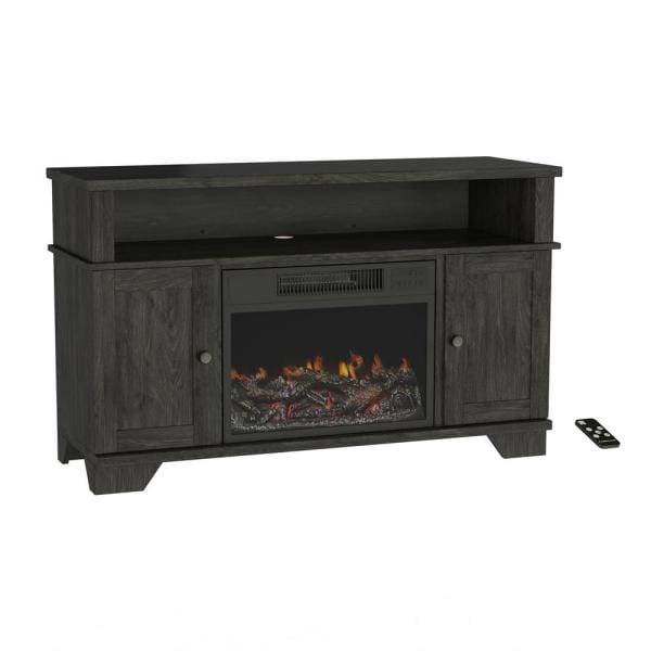 45 in Black Electric Fireplace TV Stand Fits TVs up to 47 in with Media Shelves and Cabinets