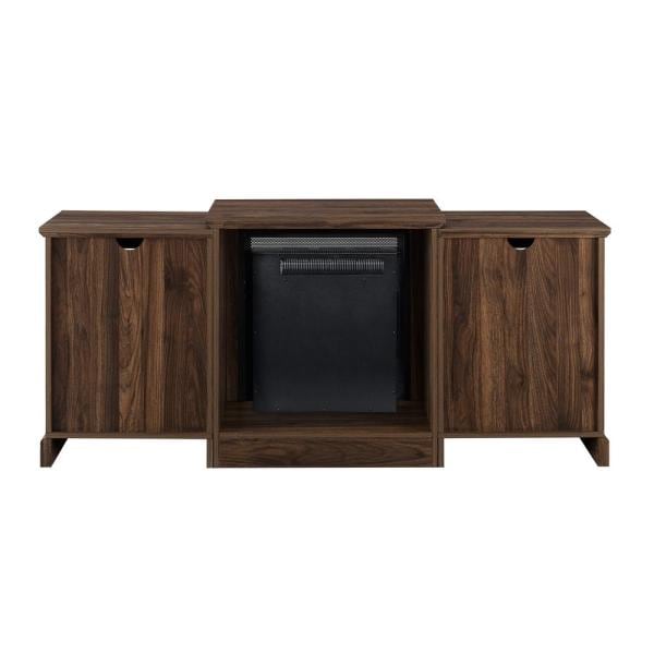 60 in. Dark Walnut Composite TV Stand Fits TVs Up to 66 in. with Electric Fireplace