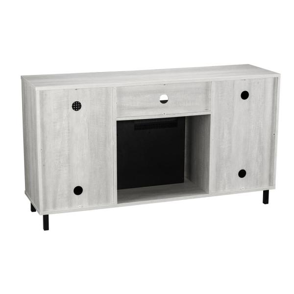 54 in. Saw Cut-Off White TV Stand for TVs up to 60 in. with Electric Fireplace