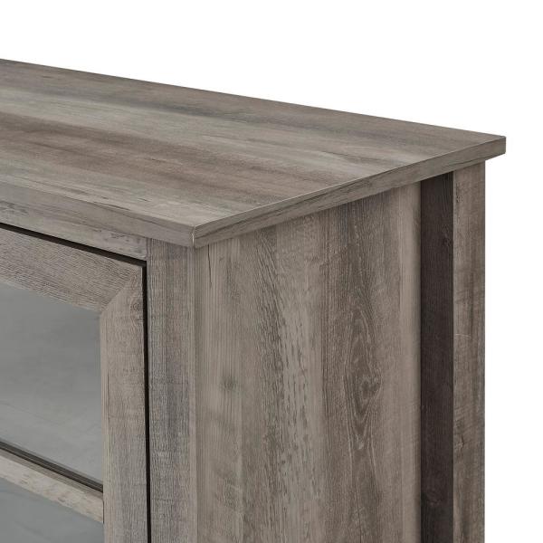 70 in. Gray Wash Composite TV Stand 75 in. with Electric Fireplace