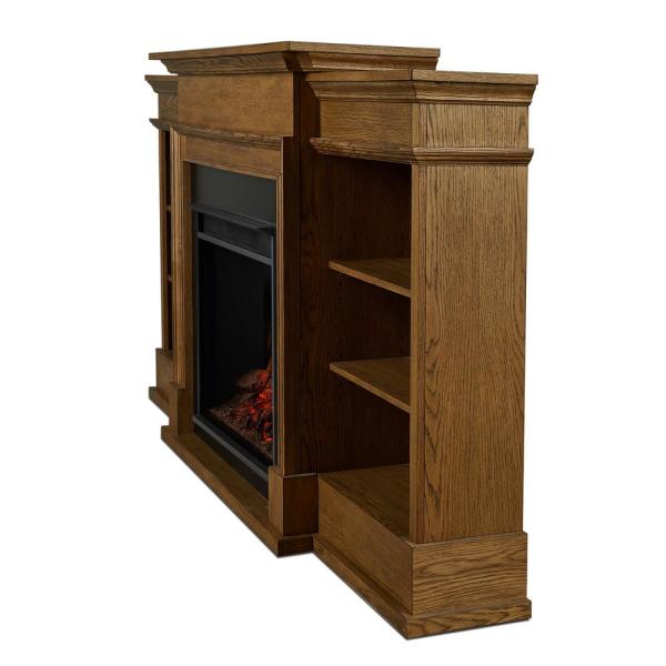 Ashton 92 in. Freestanding Electric Fireplace TV Stand in English Oak