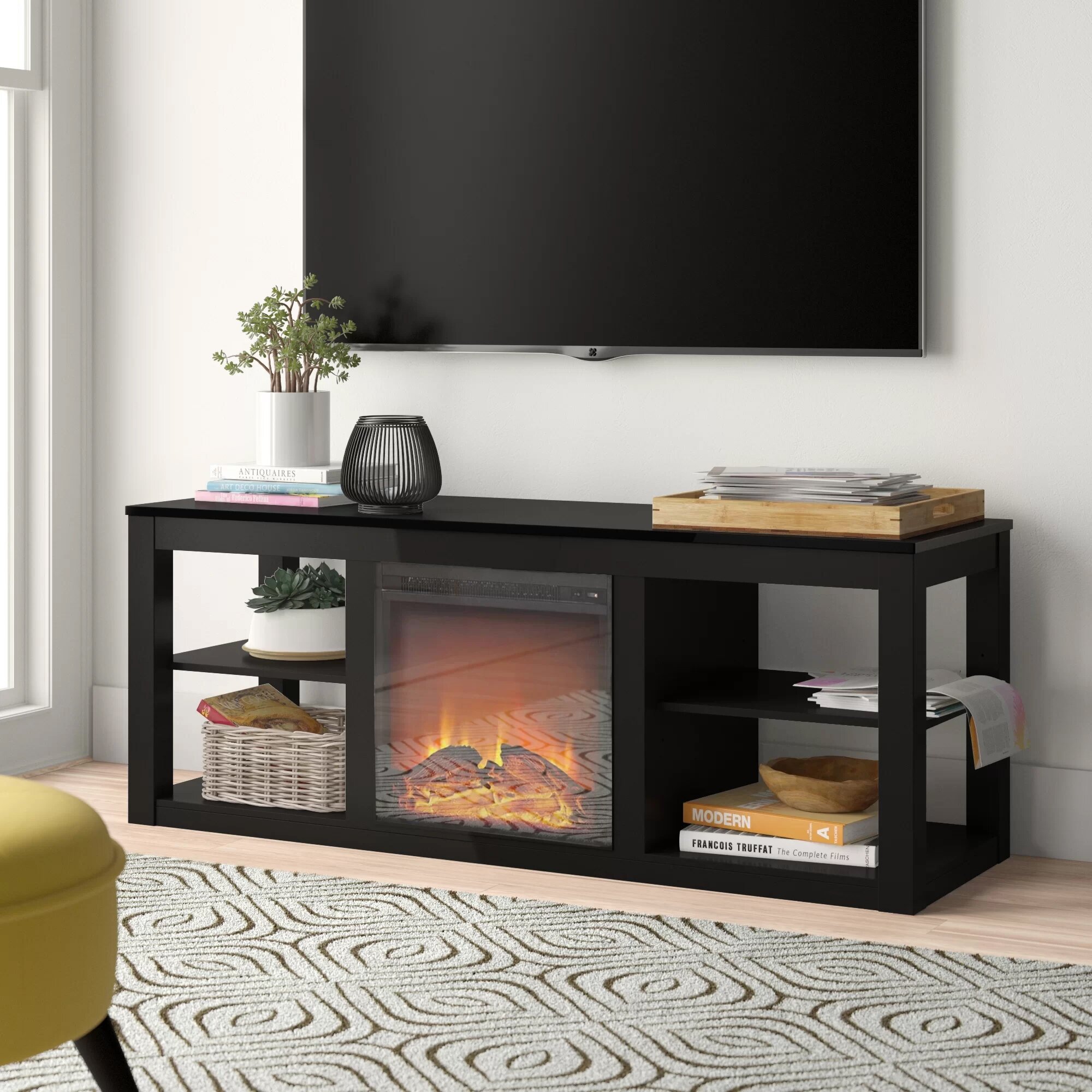 59'' Media Console with Fireplace Included