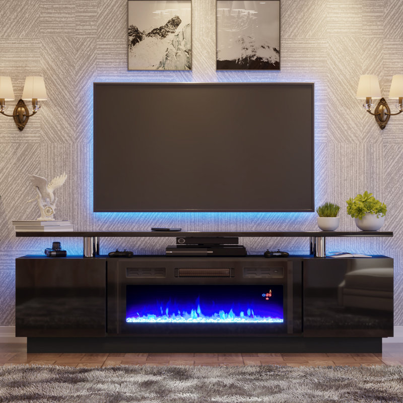 Arfaan Media Console with Electric Fireplace Included