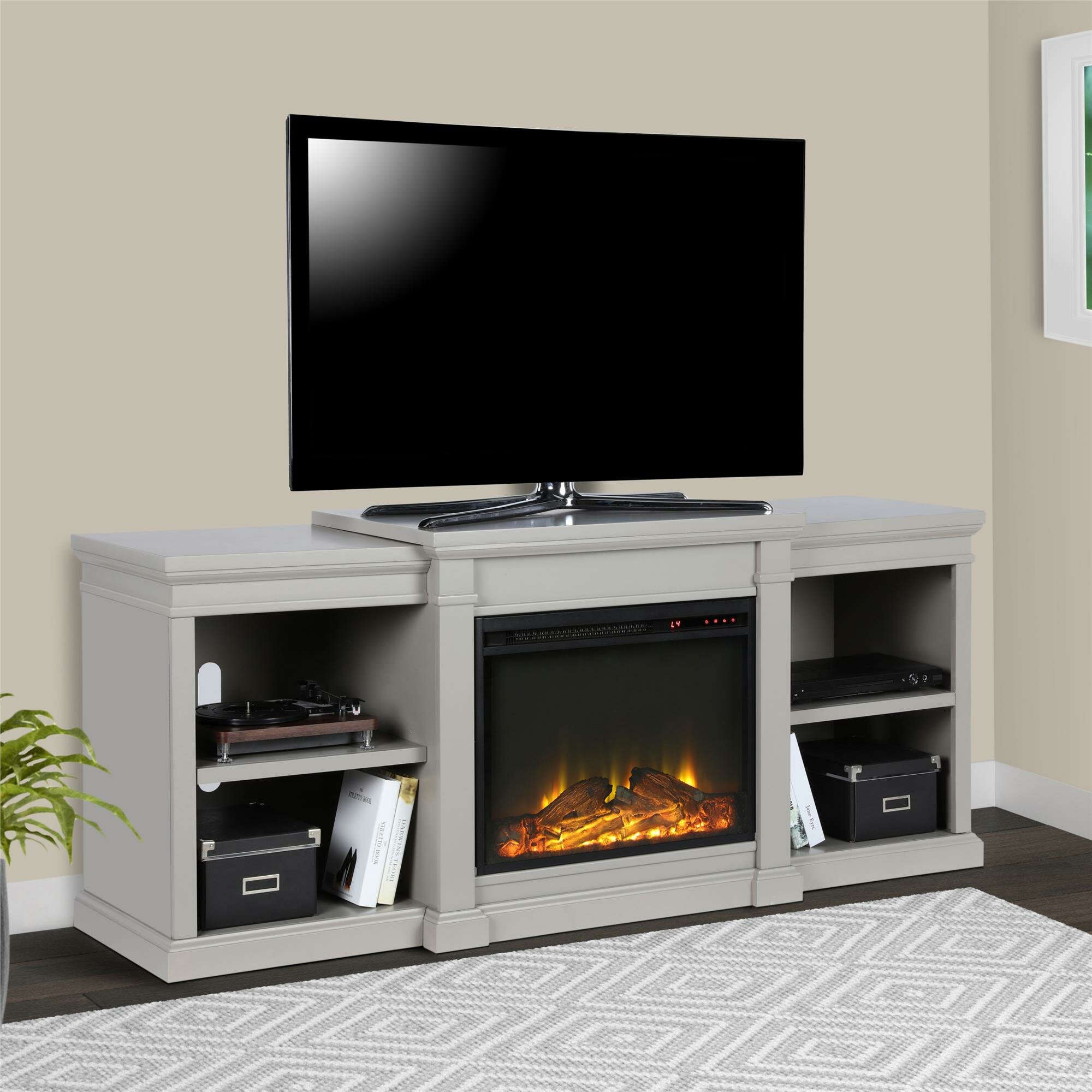Stowe 65'' Media Console with Electric Fireplace Included