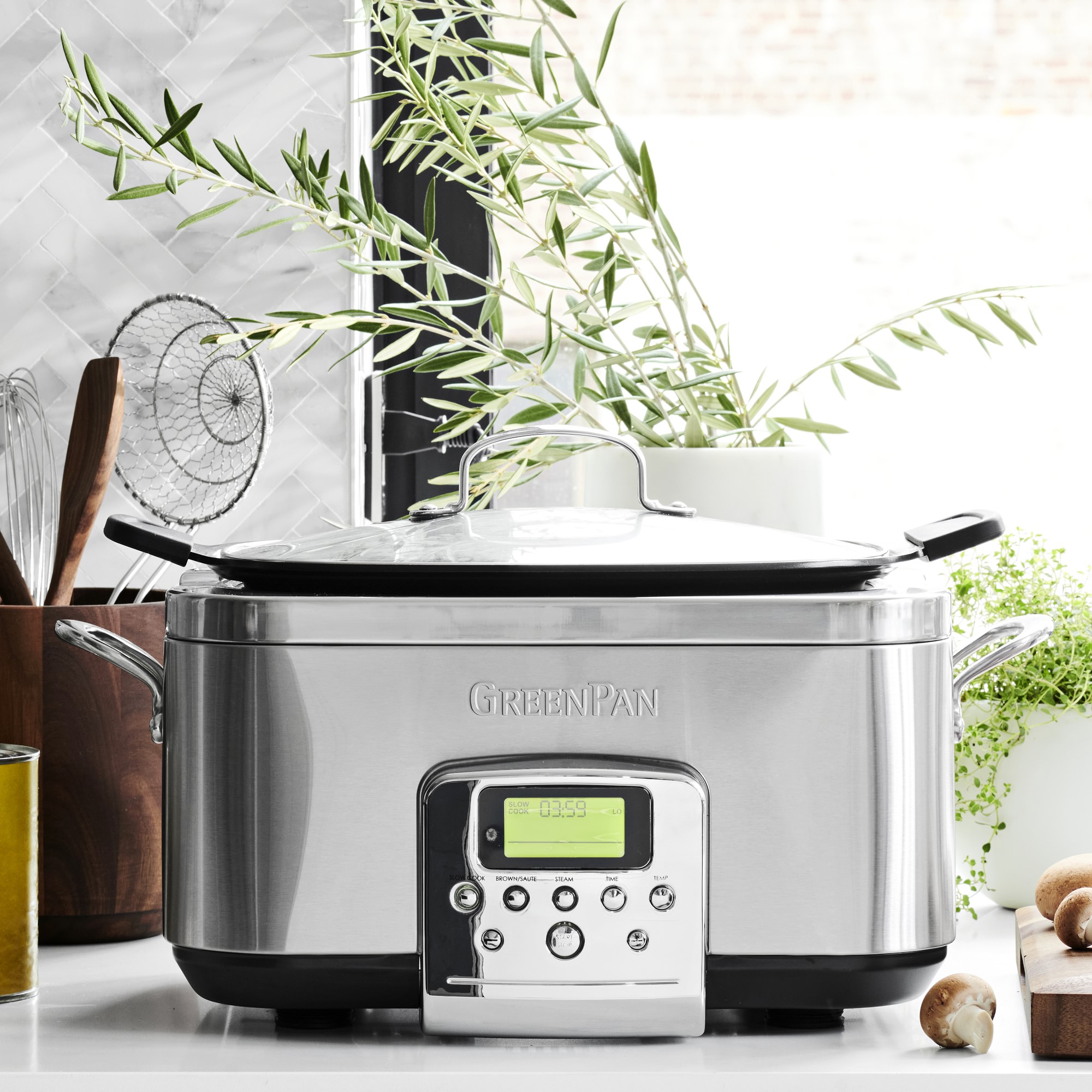 GreenPan™ Premiere Stainless-Steel Slow Cooker, 6-Qt.