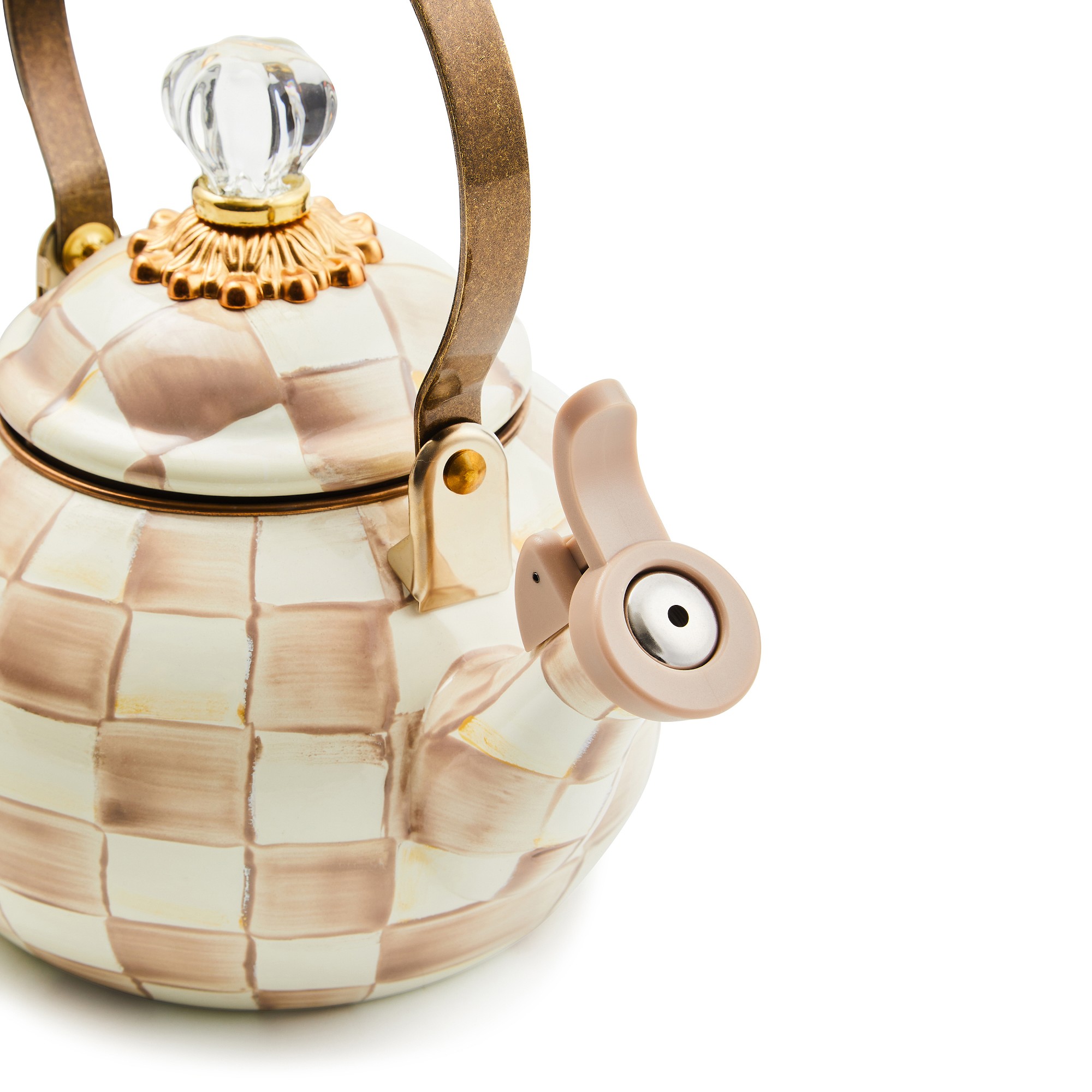 MacKenzie-Childs Mocha Check Whistling Kettle