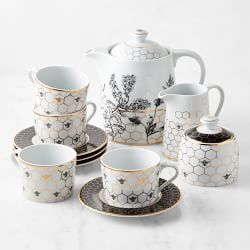 Honeycomb Cups & Saucers, Set of 4