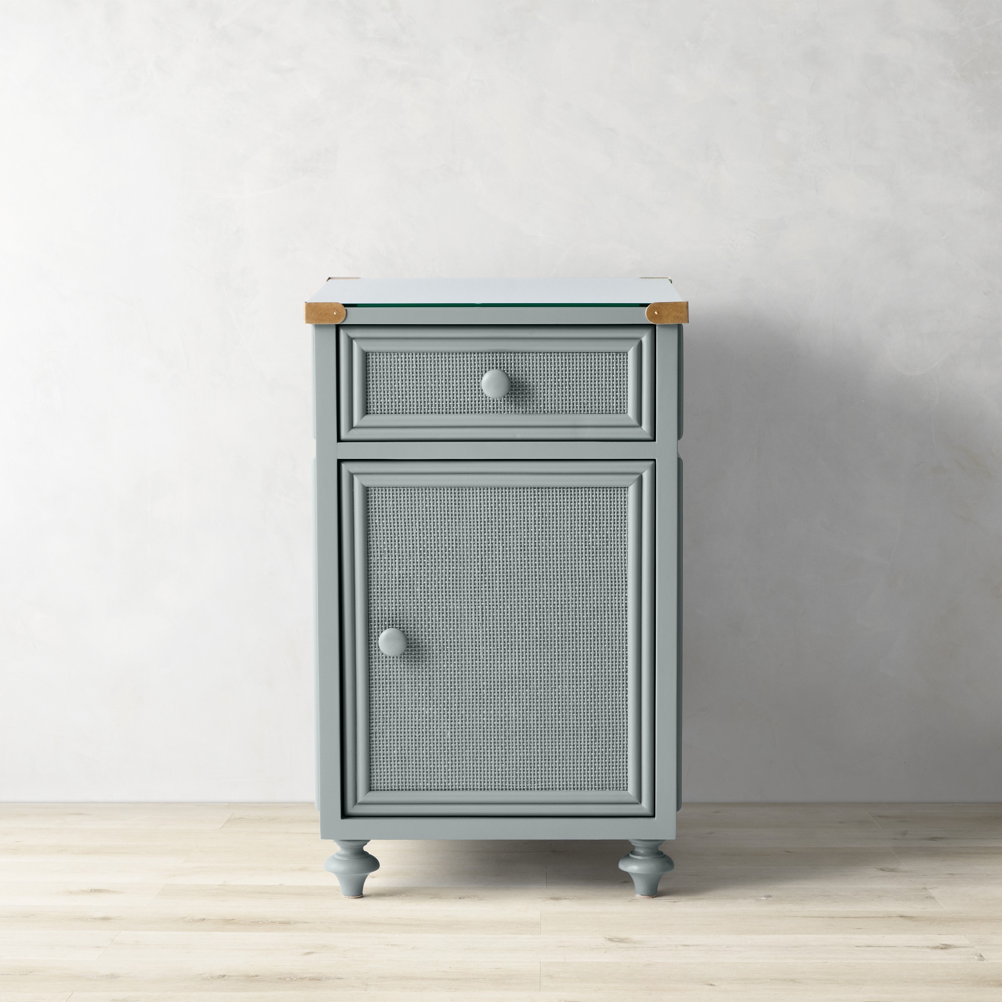 Sylvie Cane 1-Drawer Cabinet Nightstand (18”)
