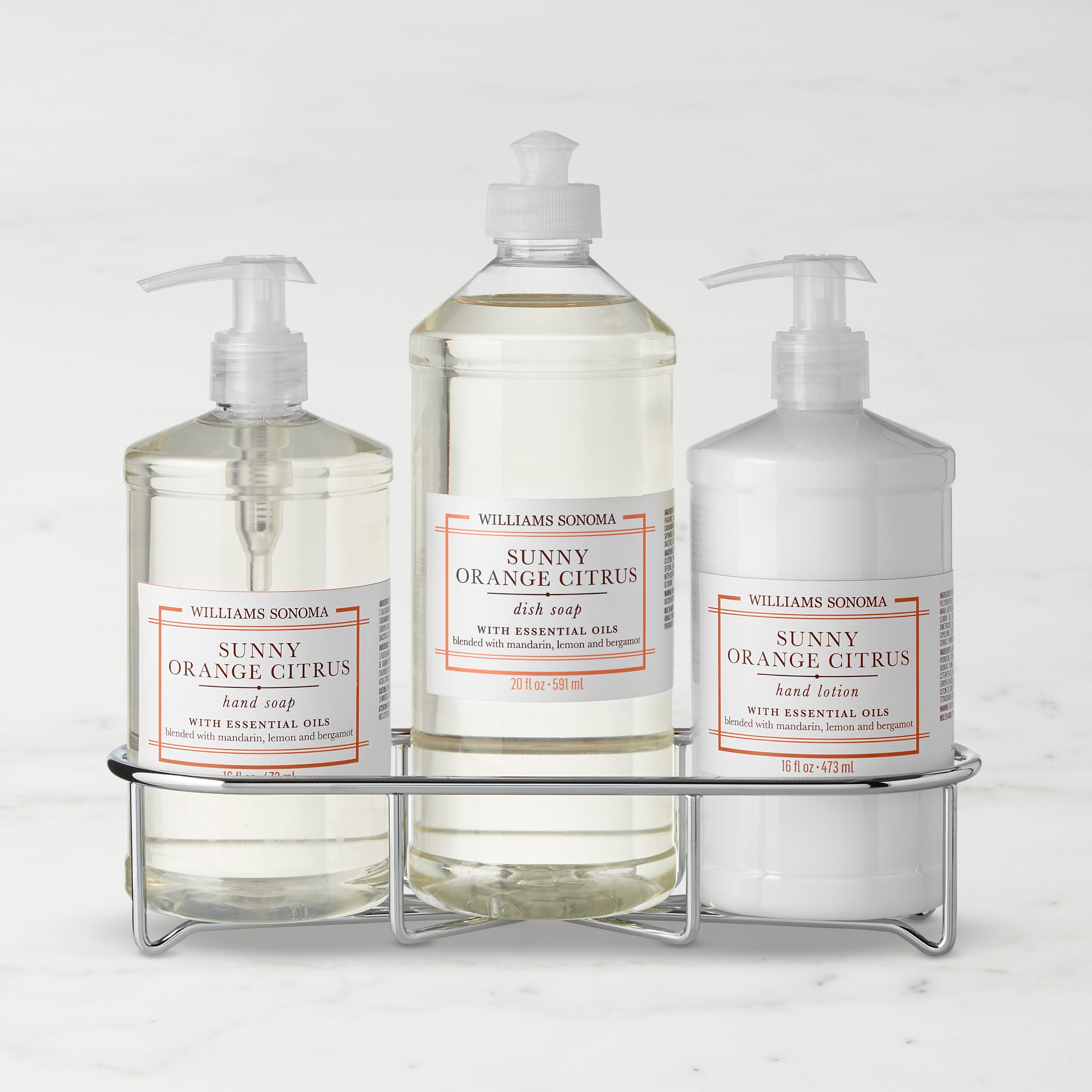 Williams Sonoma Sunny Orange Citrus Hand and Dish Soap & Hand Lotion 4-Piece Kitchen Set