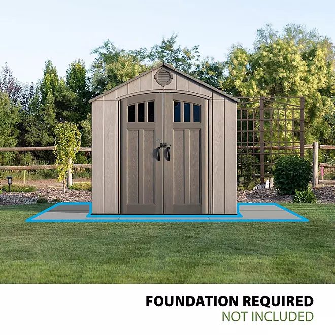Lifetime 8'x 7.5' Outdoor Storage Shed, Light Brown