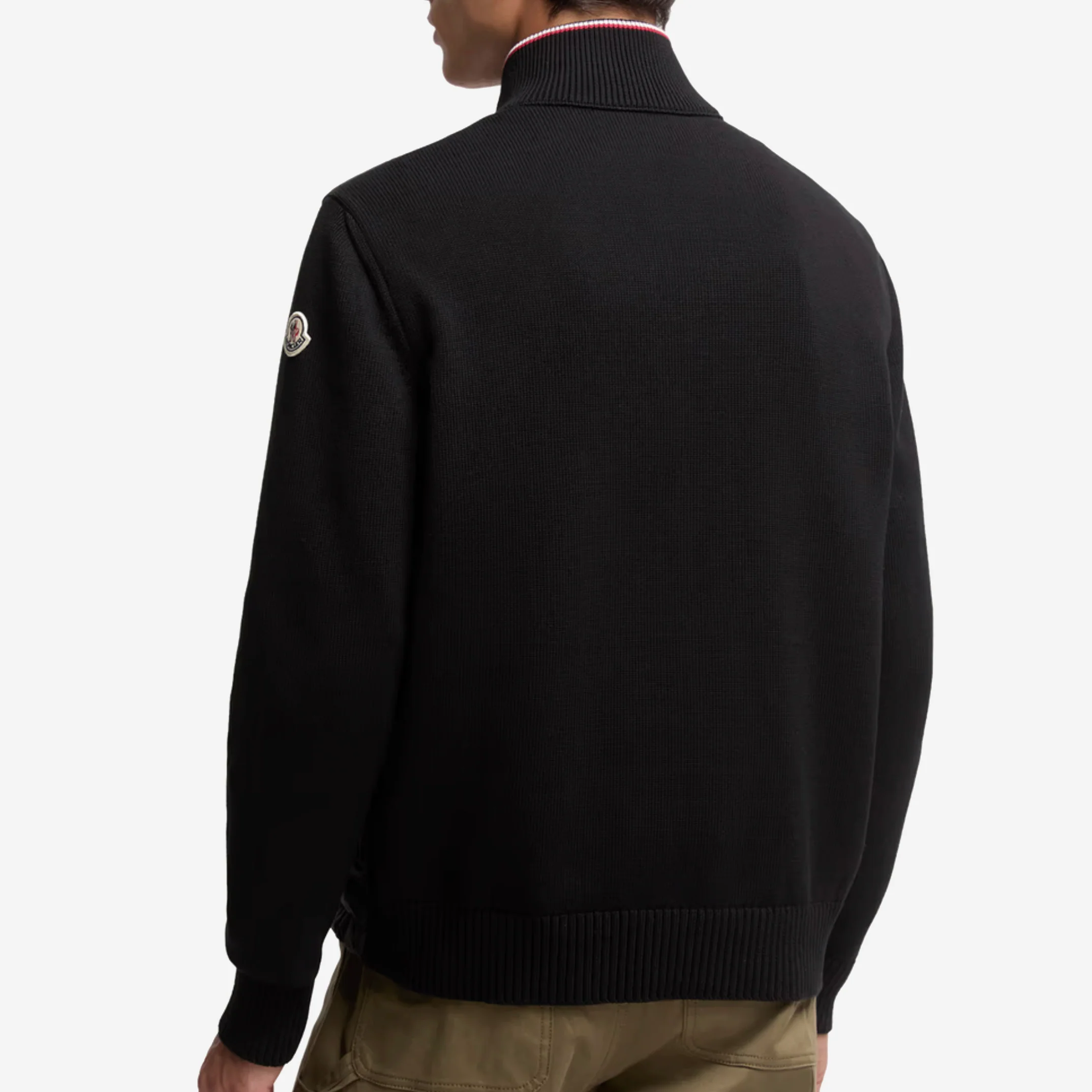 Moncler Padded Zip-Up Tricolour Trim Cardigan
