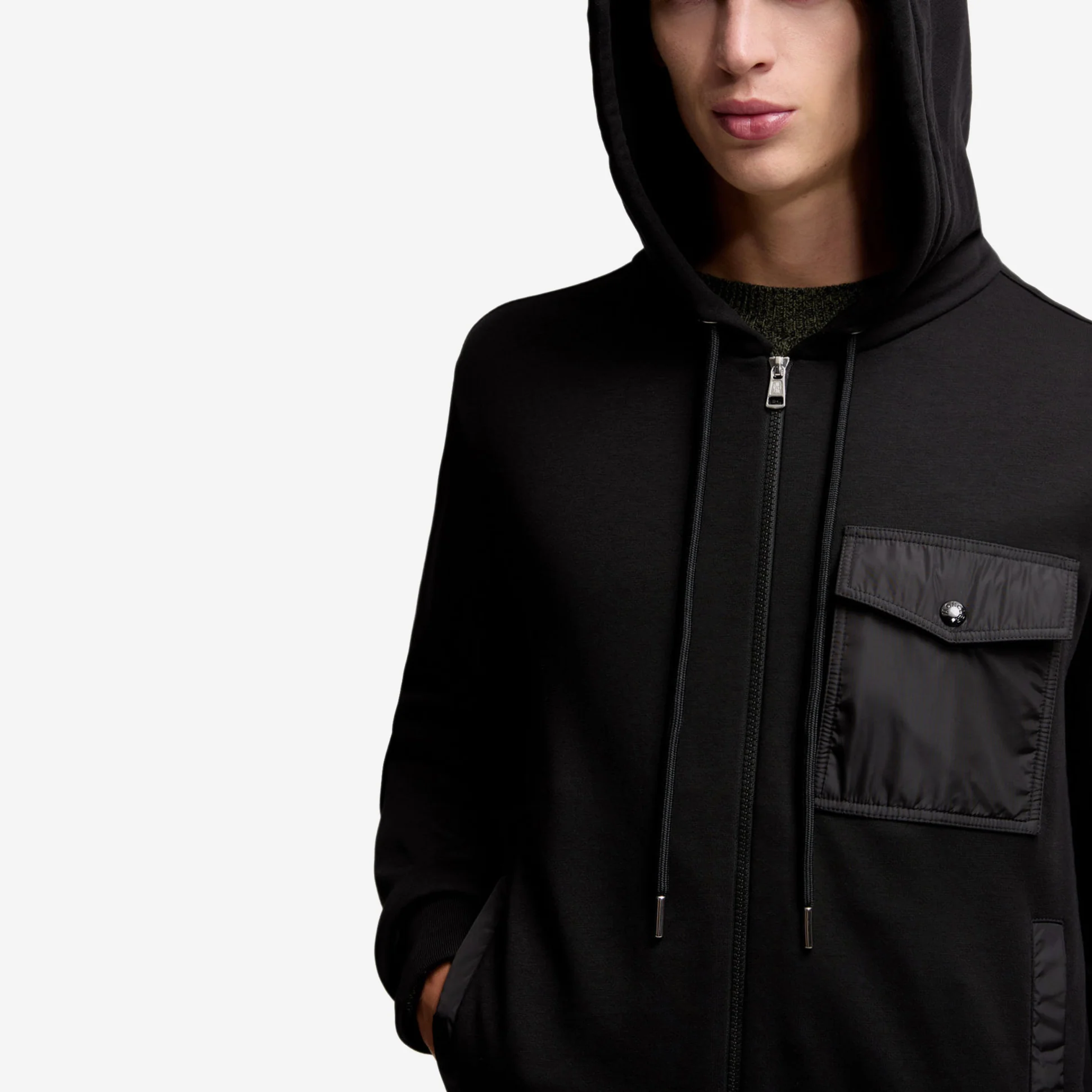 Moncler Nylon Pocket Zip Up Hoodie
