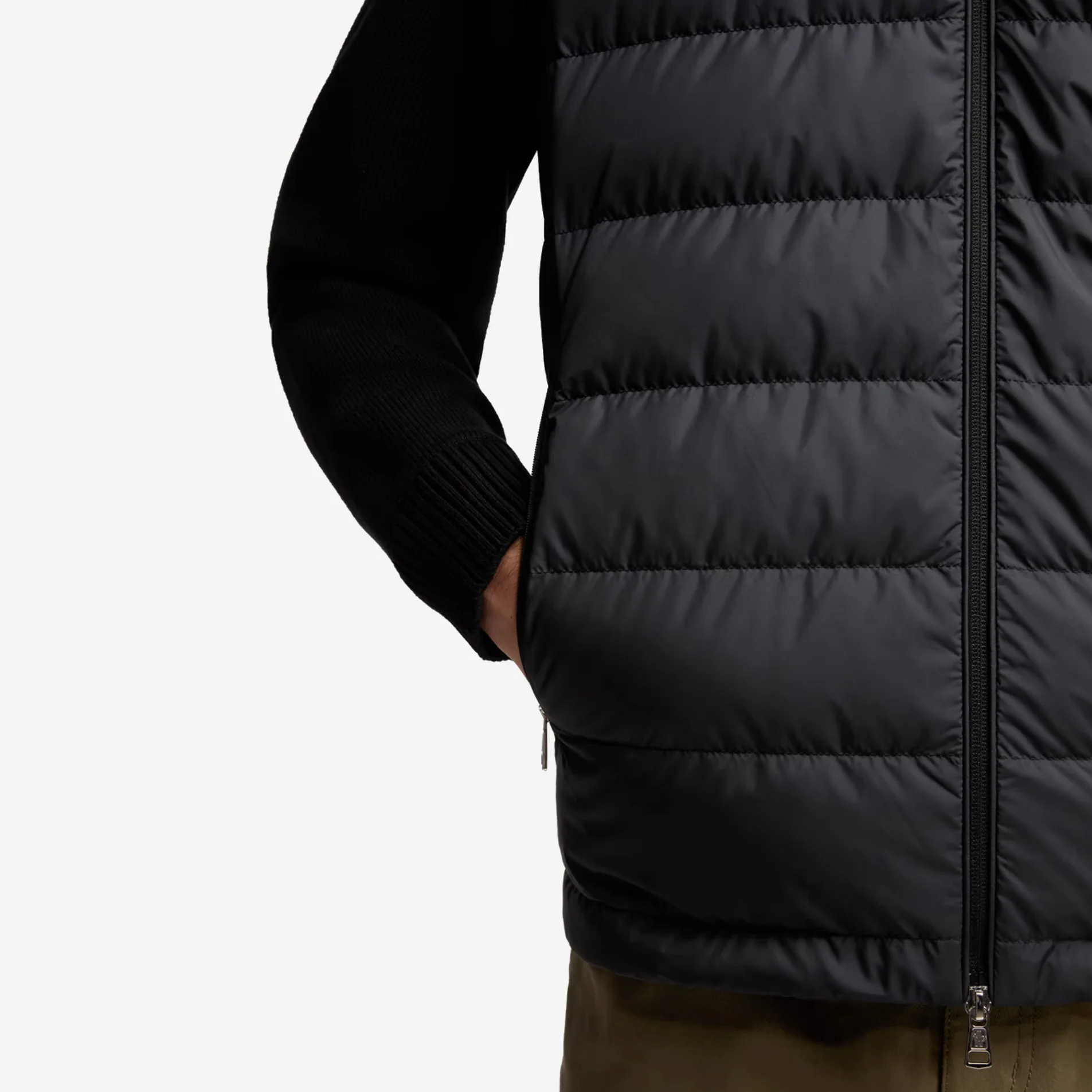 Moncler Padded Zip-Up Tricolour Trim Cardigan