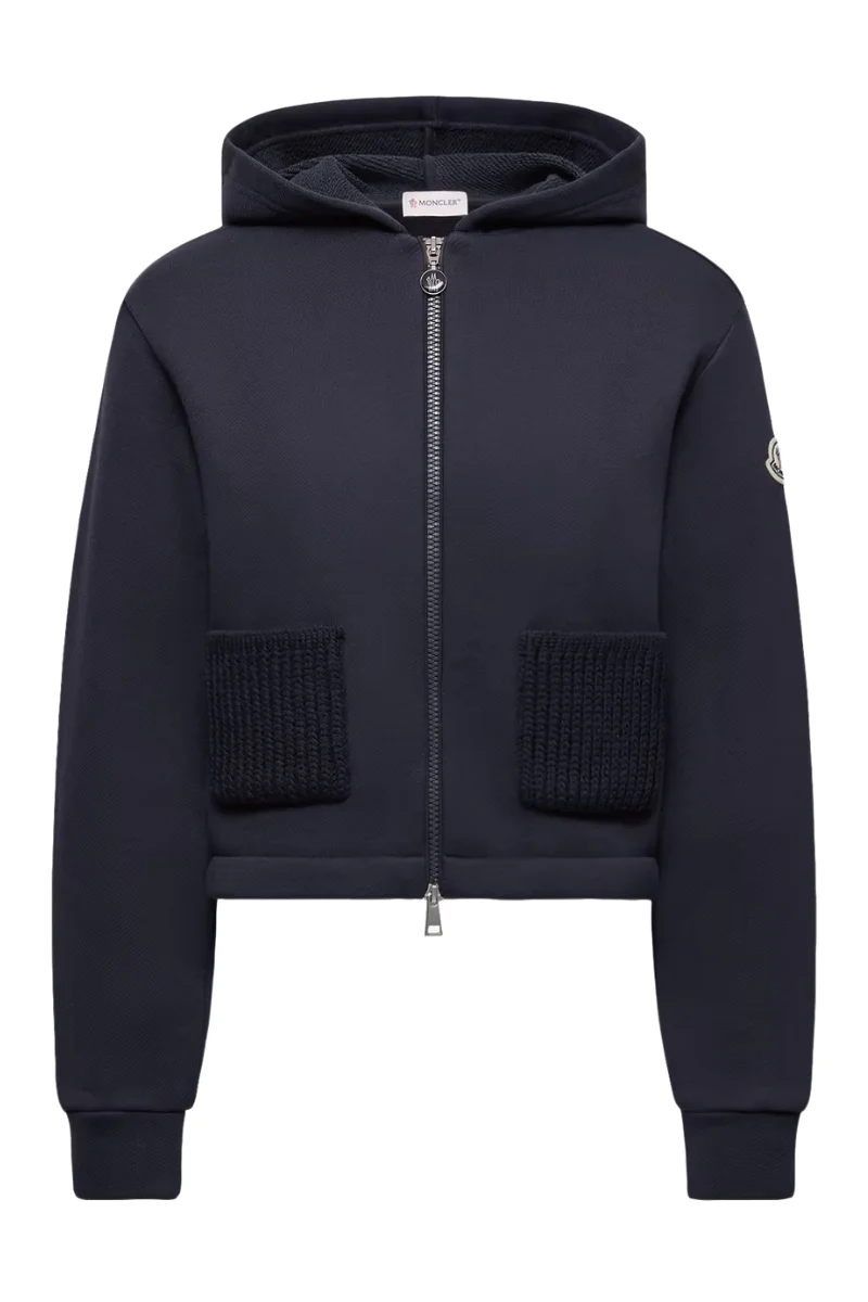 Knit Accent Zip-Up Hoodie