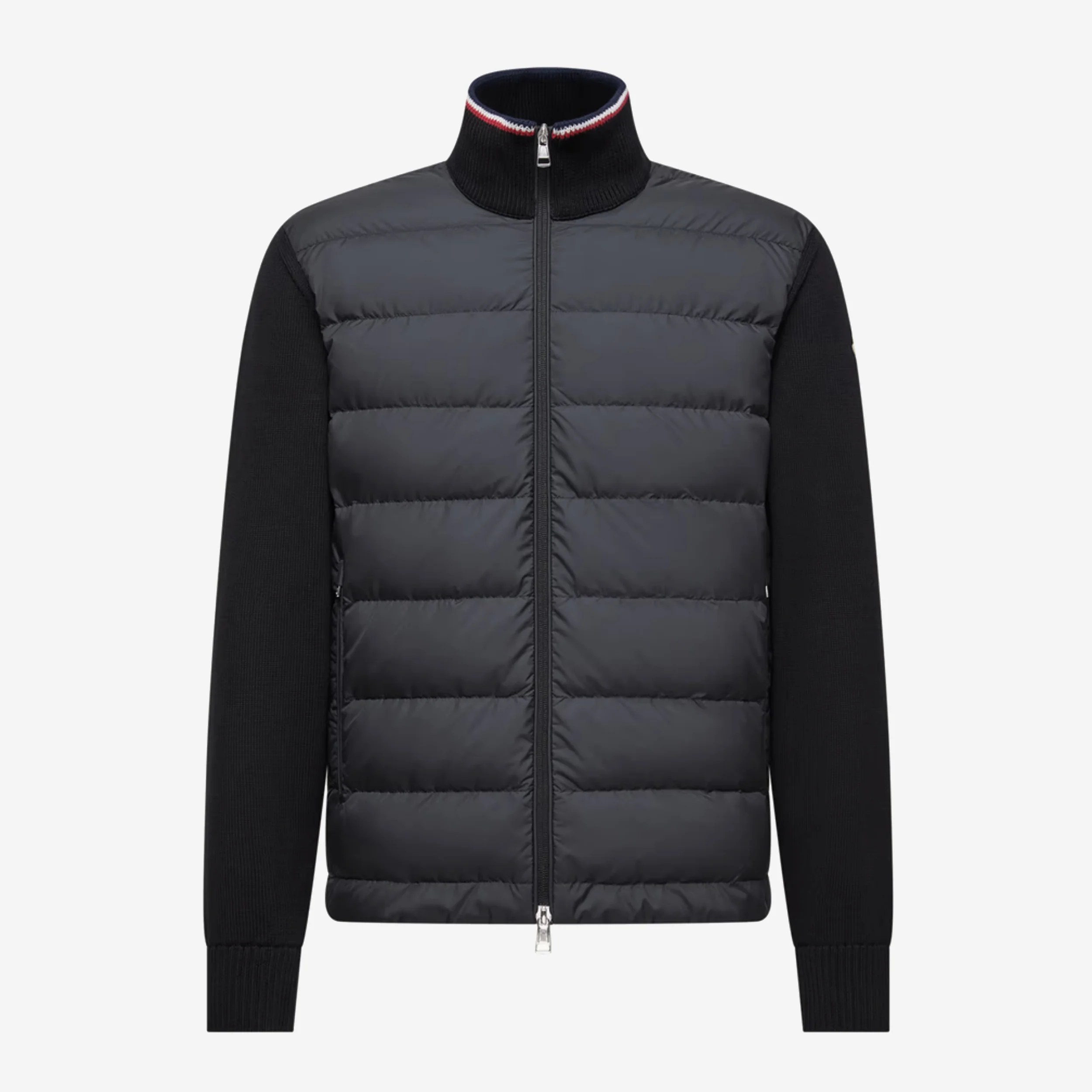 Moncler Padded Zip-Up Tricolour Trim Cardigan