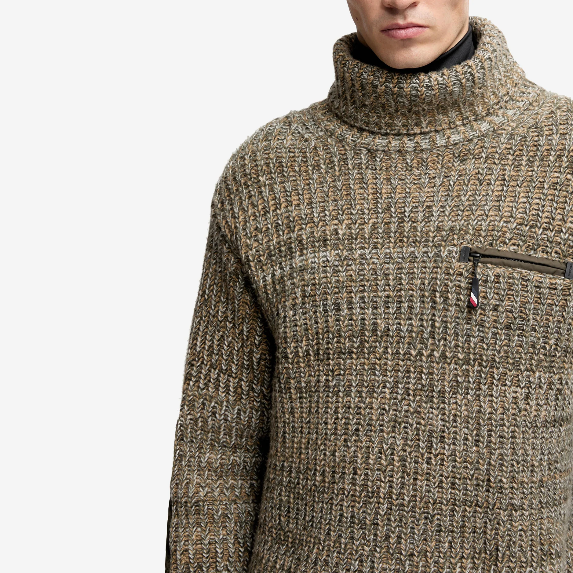 Moncler Grenoble Wool Polo Neck With Pocket Jumper