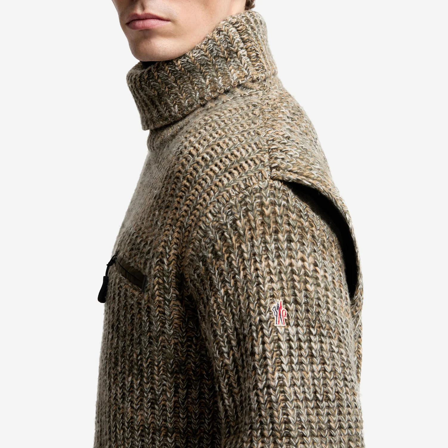 Moncler Grenoble Wool Polo Neck With Pocket Jumper