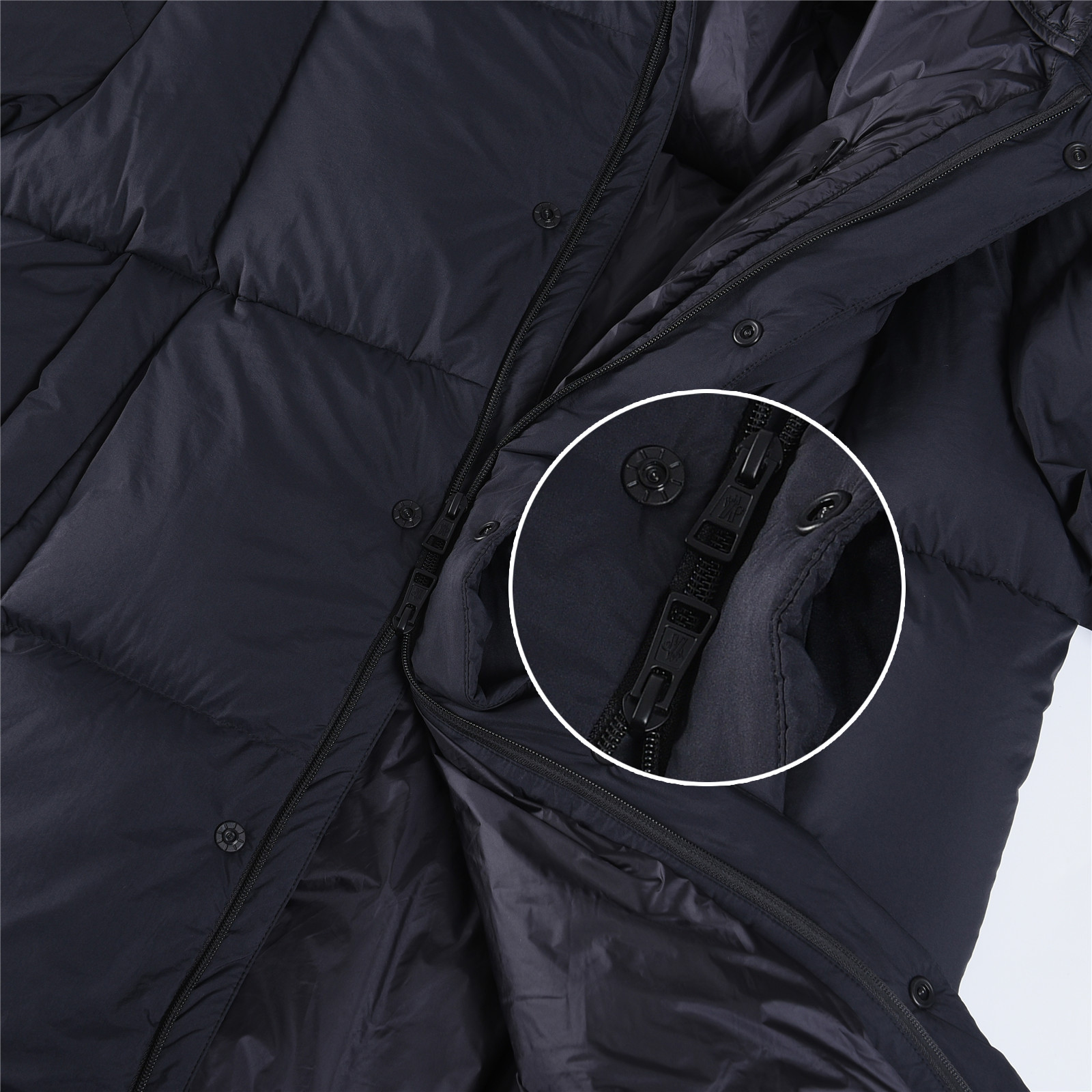 Mongkelai 25SS Alize Autumn/Winter New Arrival – Long Down Jacket with Large Logo, Thickened, Detachable Hood, Unisex Black