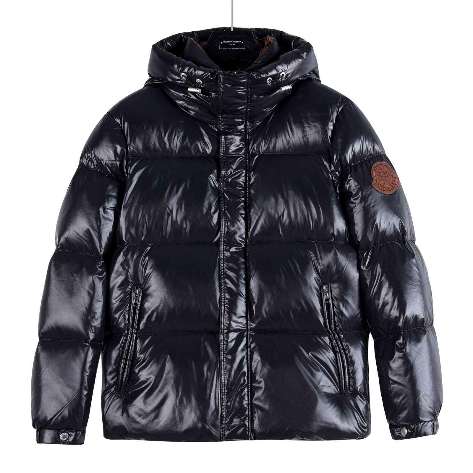 Parana new autumn/winter hooded puffer jacket with large logo, upgraded down jacket, unisex, black.