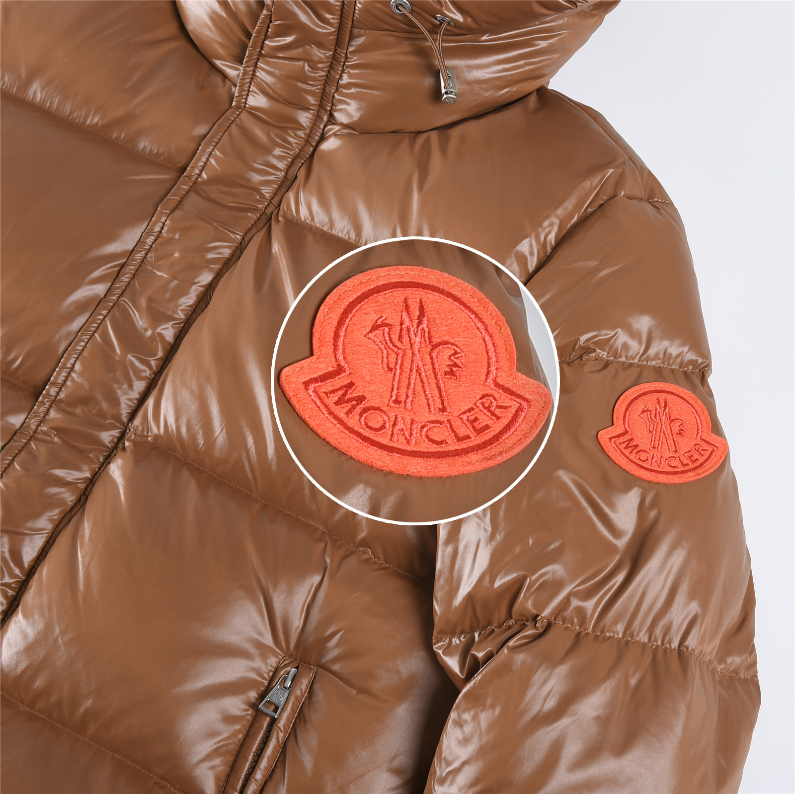 Parana new autumn/winter hooded puffer jacket with large logo, upgraded down jacket, unisex, brown.