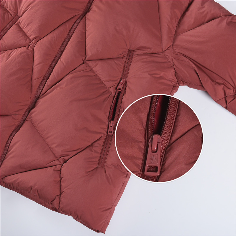 Mongkelai 2025 Vardar Autumn/Winter New Arrival – Diamond Quilted Stand-Collar Down Jacket, Unisex, Rose Red