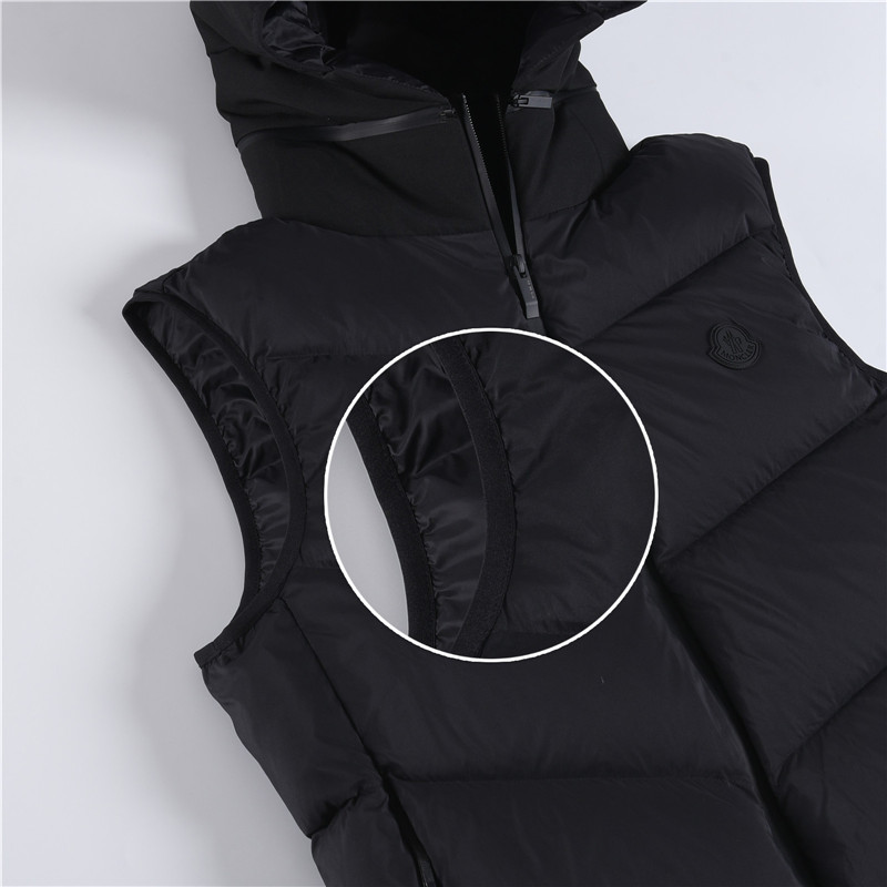Moncler / Mongkelai 25SS Guersac Autumn/Winter New Arrival – Twill Hooded Down Vest with Detachable Hood, Luxury Casual Style, Unisex, Black