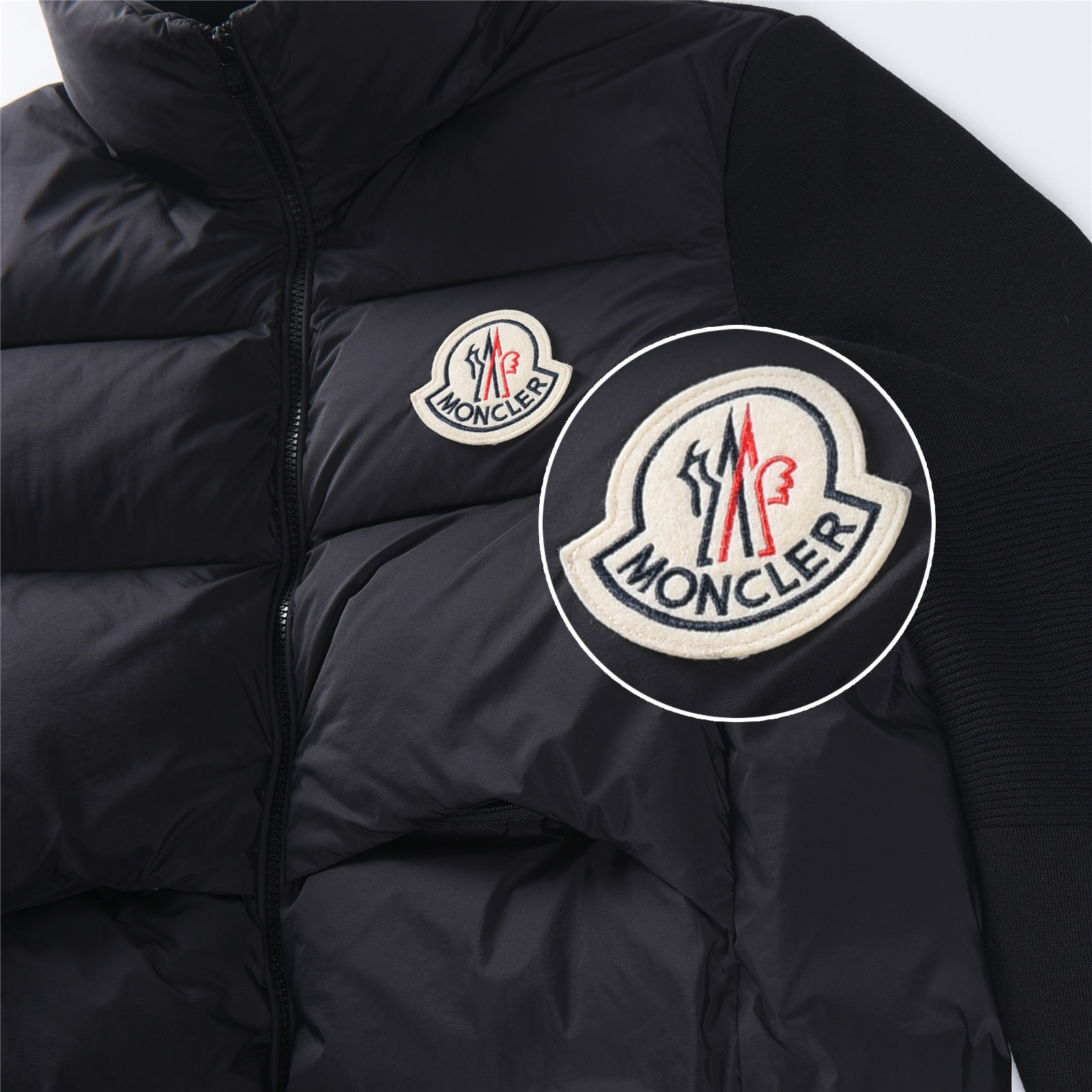 Padded Corduroy new autumn winter wool knit panel down jacket, thickened version black