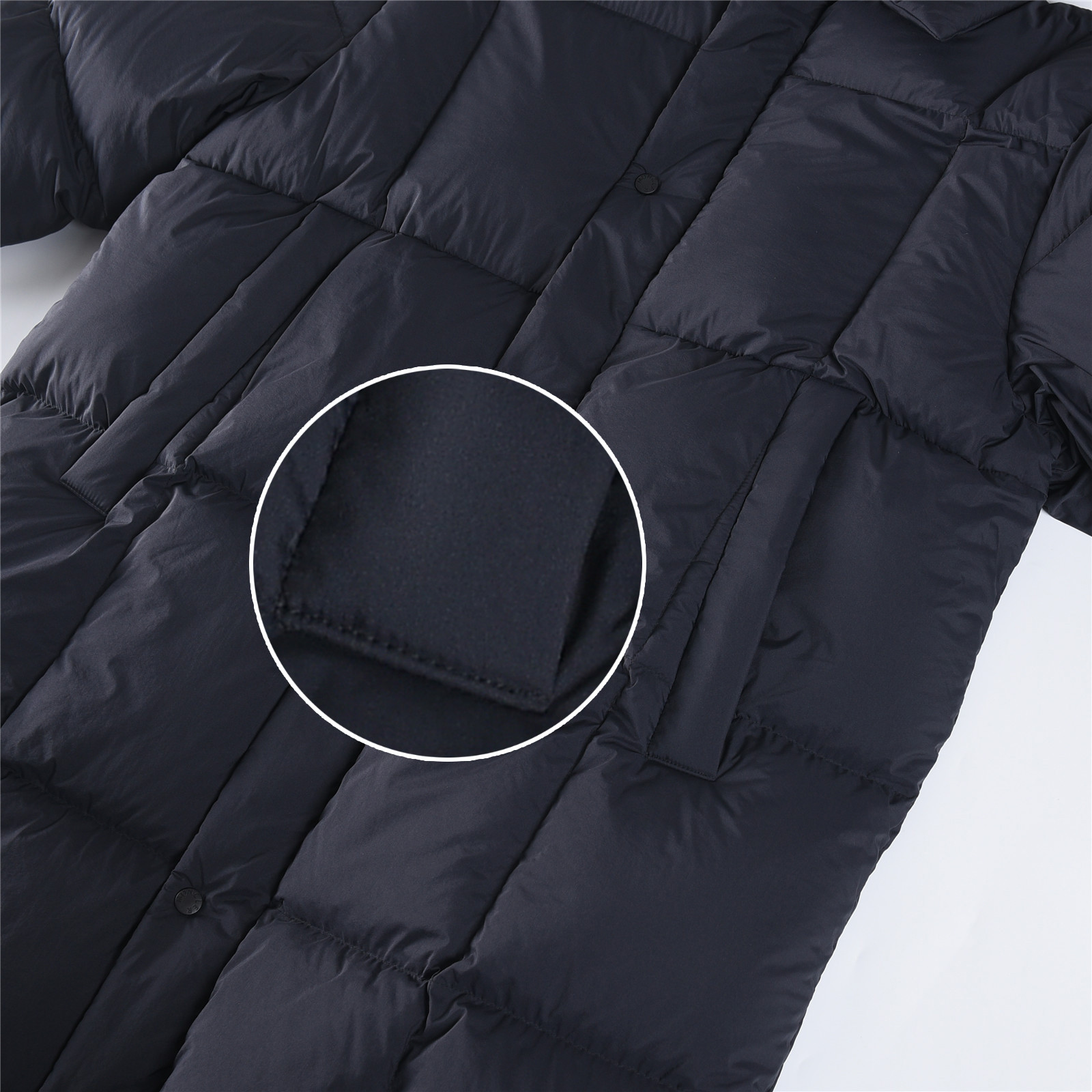 Mongkelai 25SS Alize Autumn/Winter New Arrival – Long Down Jacket with Large Logo, Thickened, Detachable Hood, Unisex Black