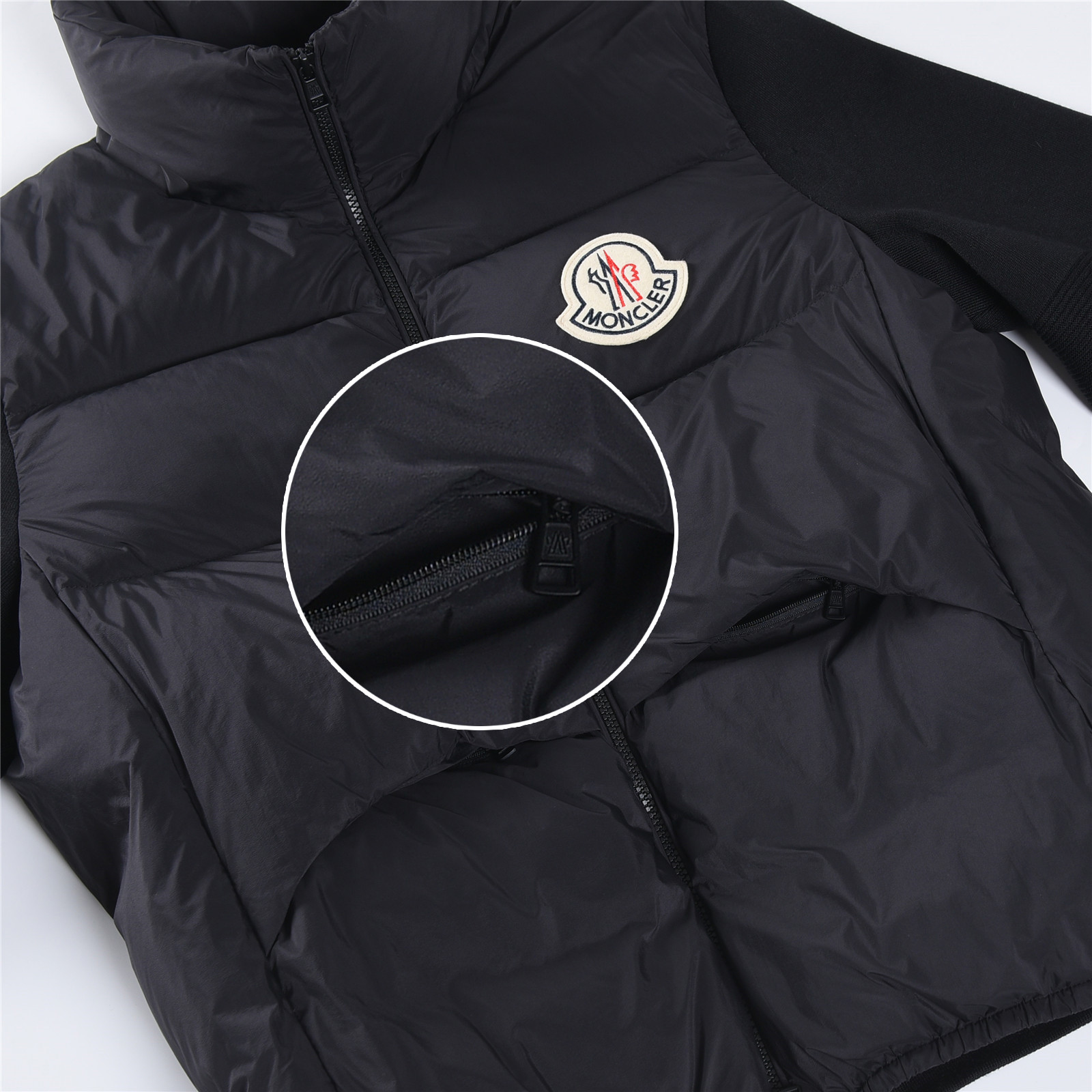 Padded Corduroy new autumn winter wool knit panel down jacket, thickened version black