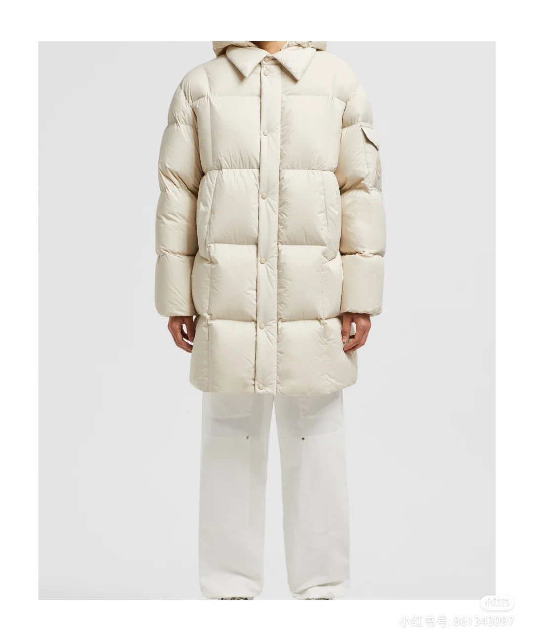 Mongkelai 25SS Alize Autumn/Winter New Arrival – Long Down Jacket with Large Logo, Thickened, Detachable Hood, Unisex Beige