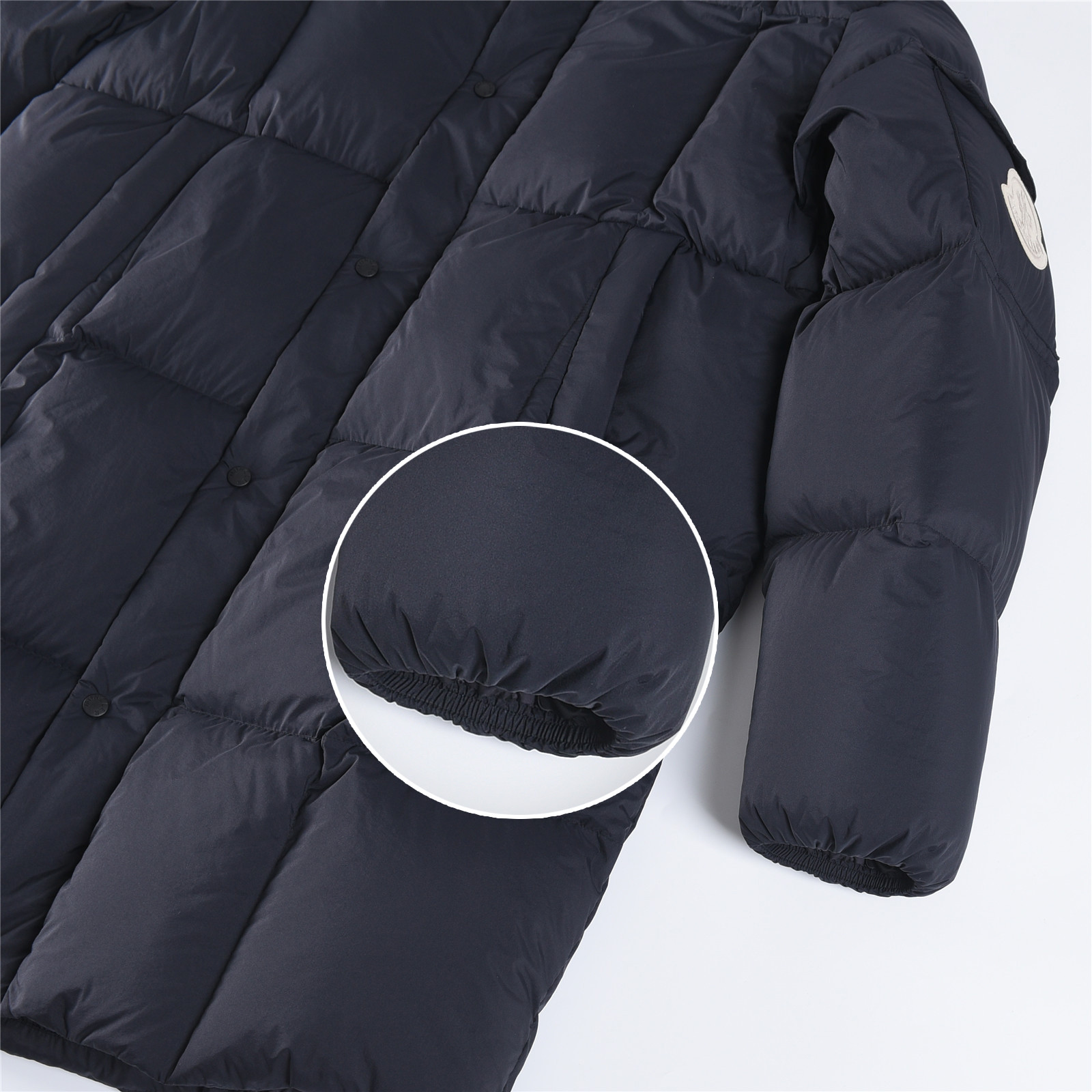 Mongkelai 25SS Alize Autumn/Winter New Arrival – Long Down Jacket with Large Logo, Thickened, Detachable Hood, Unisex Black