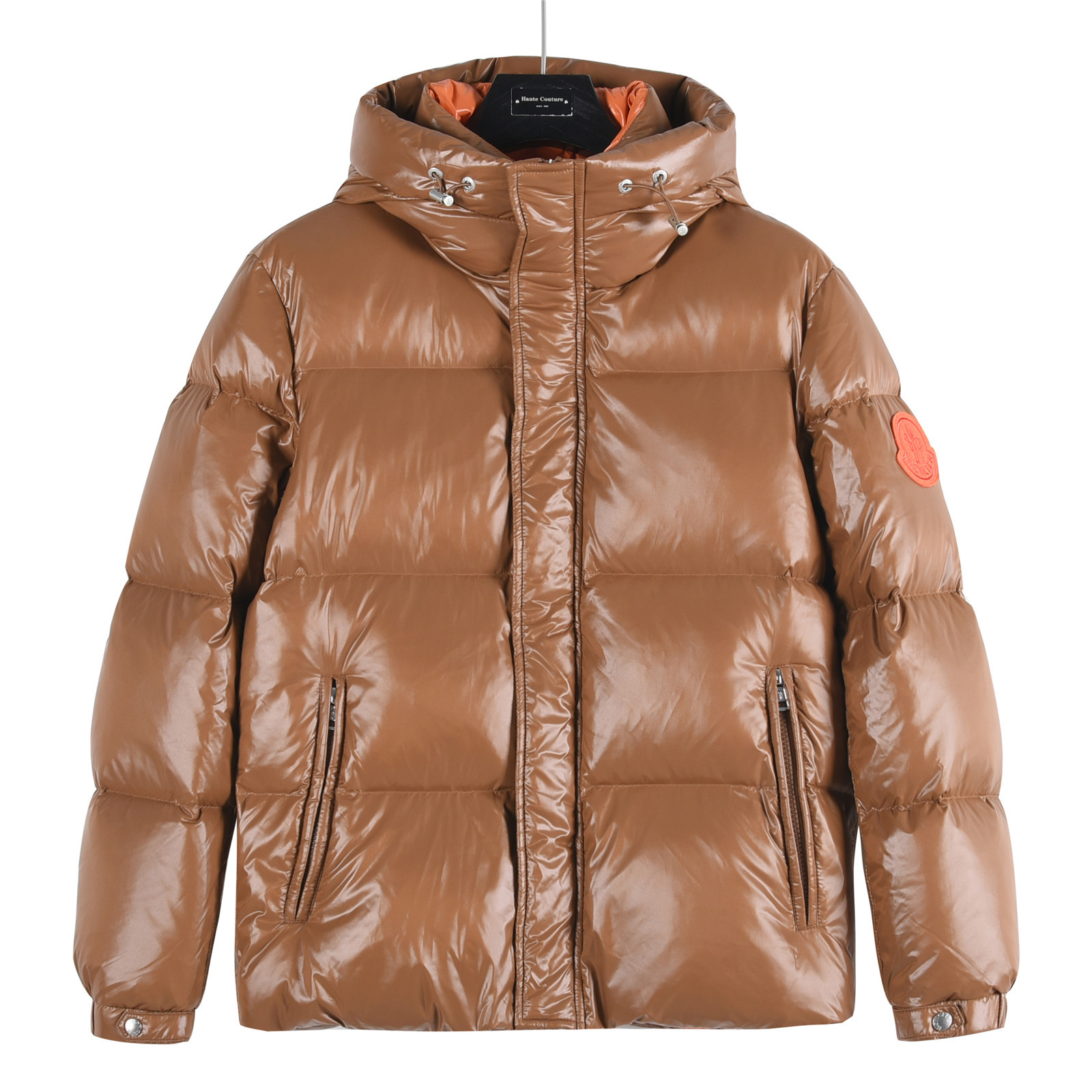 Parana new autumn/winter hooded puffer jacket with large logo, upgraded down jacket, unisex, brown.