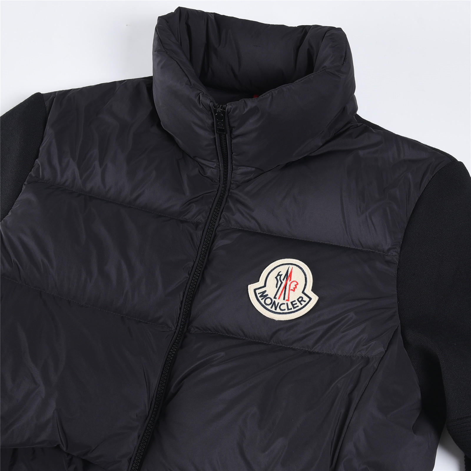 Padded Corduroy new autumn winter wool knit panel down jacket, thickened version black