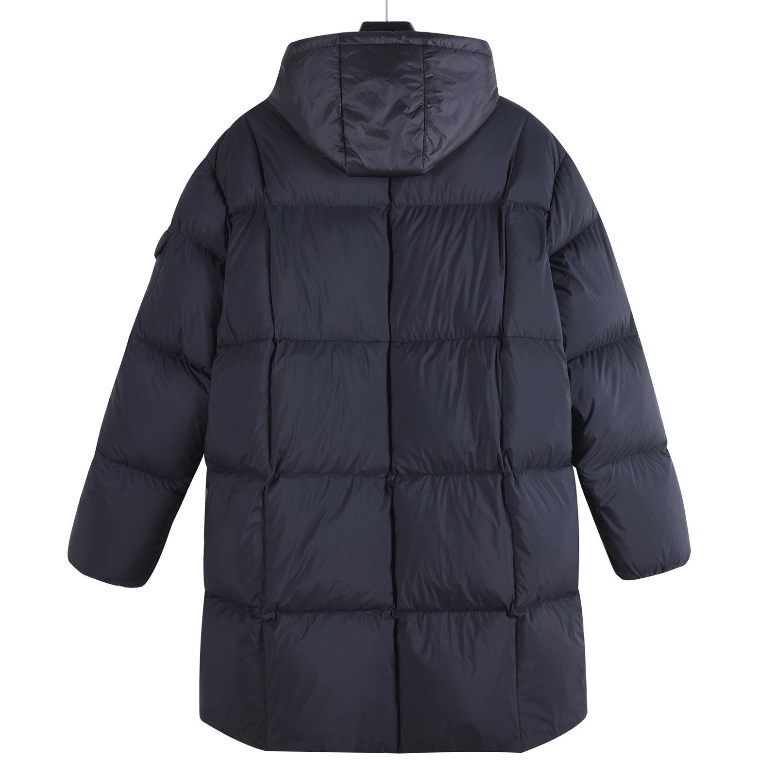 Mongkelai 25SS Alize Autumn/Winter New Arrival – Long Down Jacket with Large Logo, Thickened, Detachable Hood, Unisex Black