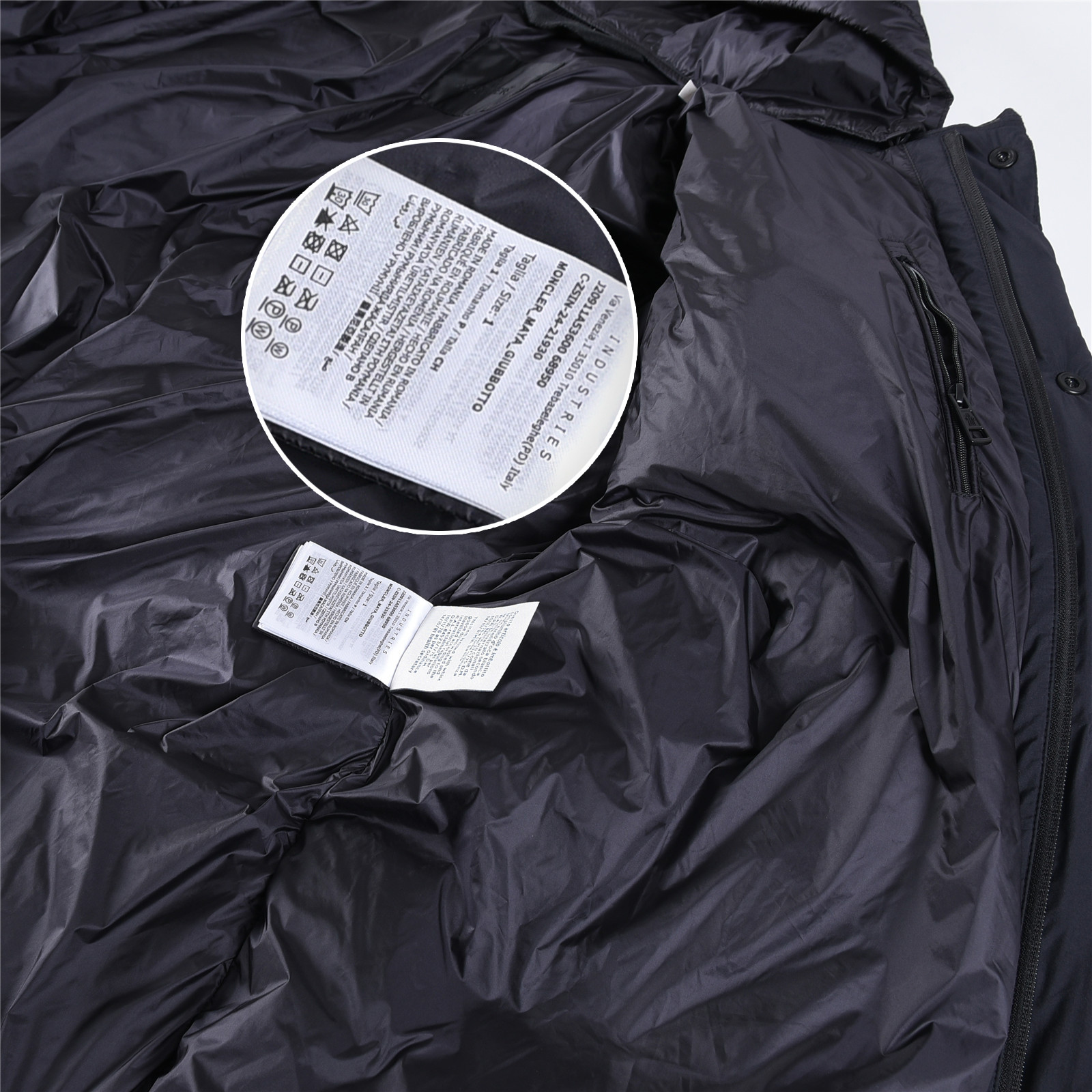 Mongkelai 25SS Alize Autumn/Winter New Arrival – Long Down Jacket with Large Logo, Thickened, Detachable Hood, Unisex Black