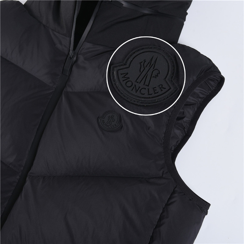 Moncler / Mongkelai 25SS Guersac Autumn/Winter New Arrival – Twill Hooded Down Vest with Detachable Hood, Luxury Casual Style, Unisex, Black